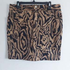 Chaps women's skirt brown animal print size 12